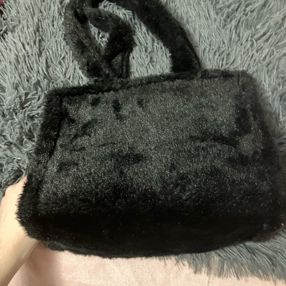 Black Faux Fur Tote Bag